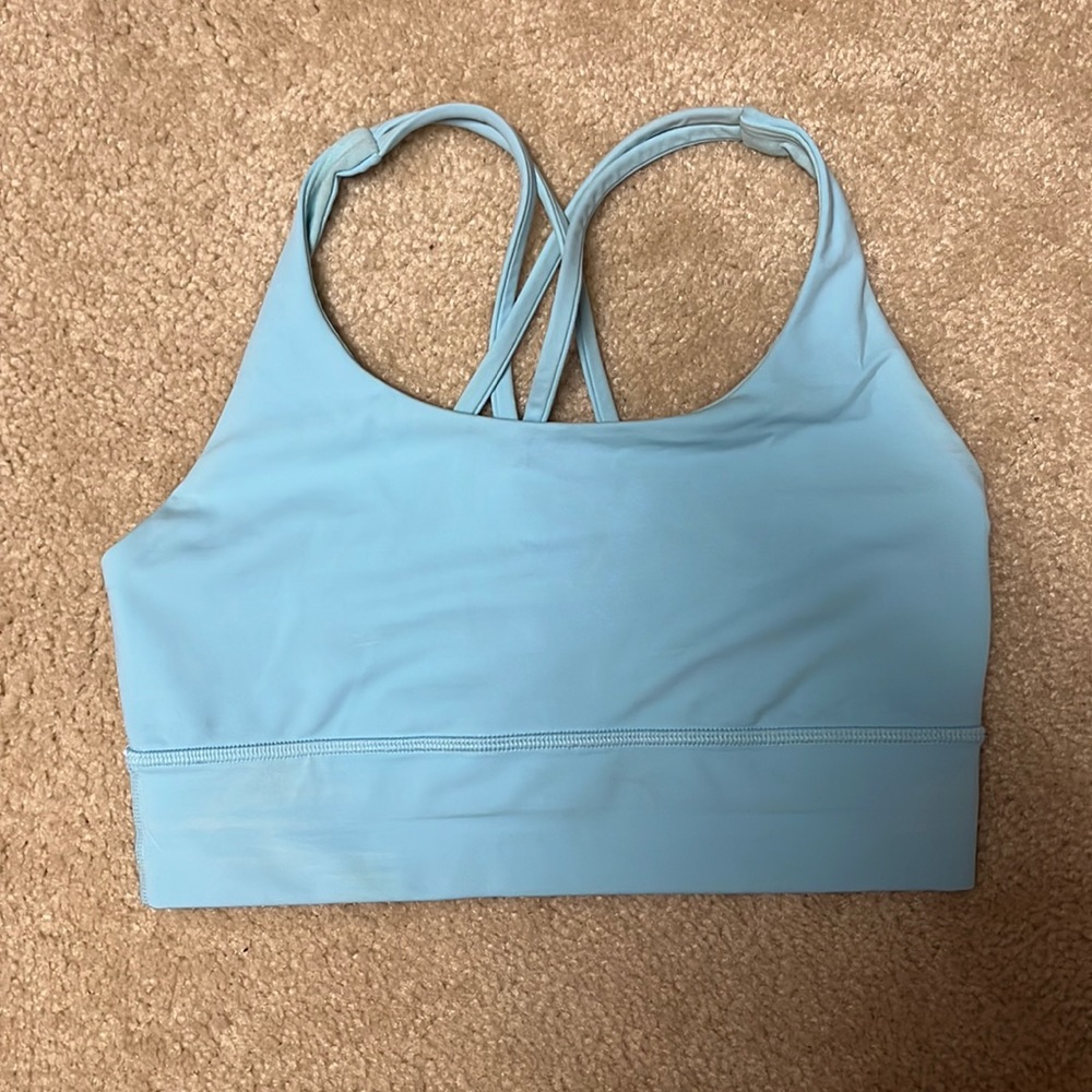 Lululemon bra!! only worn once because their sizing is crazy, cute light blue!!!